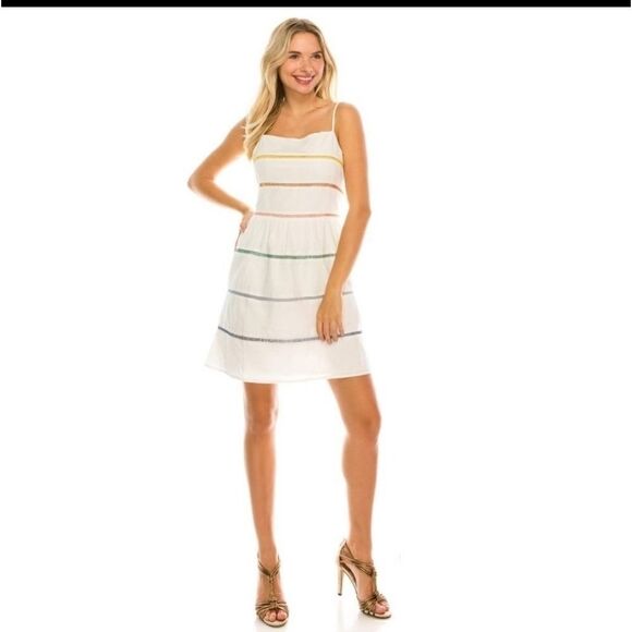 NWT Over Kleshas Rainbow Ladder Trim Dress - Picture 1 of 9